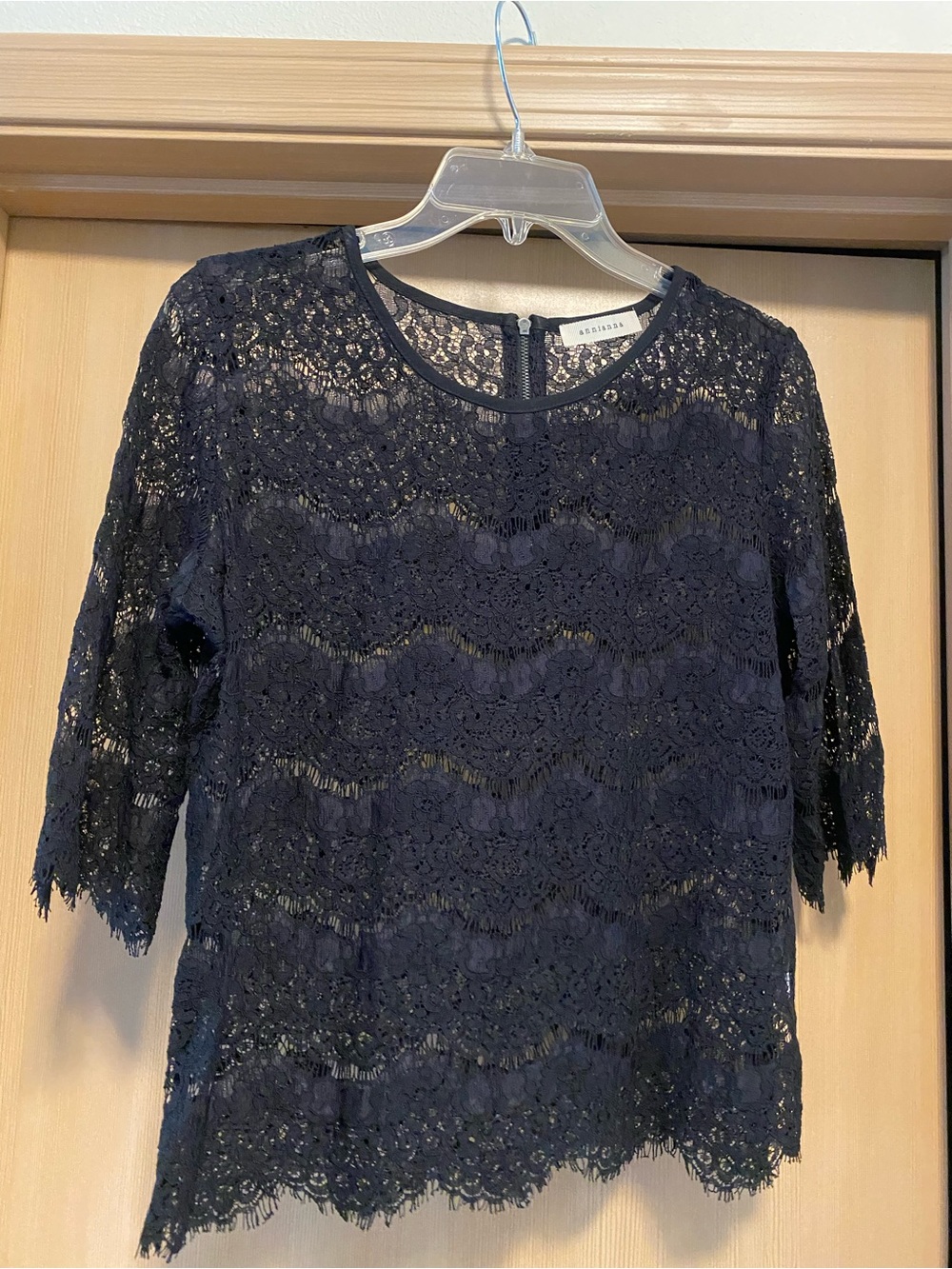Annianna  Black  Lace Overlay Women's Blouse